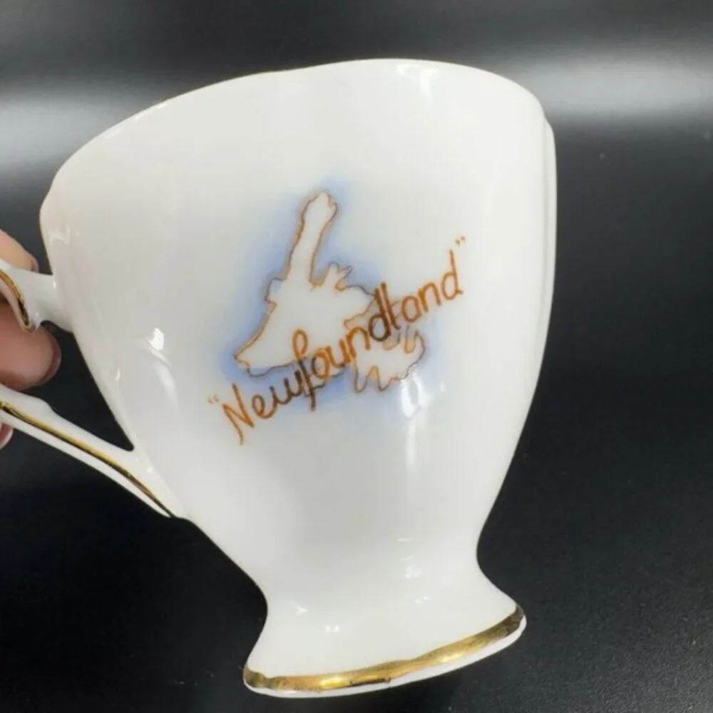 TAYLOR & KENT Newfoundland Teacup Saucer Bone China ENGLAND Set Monarch Deer VTG